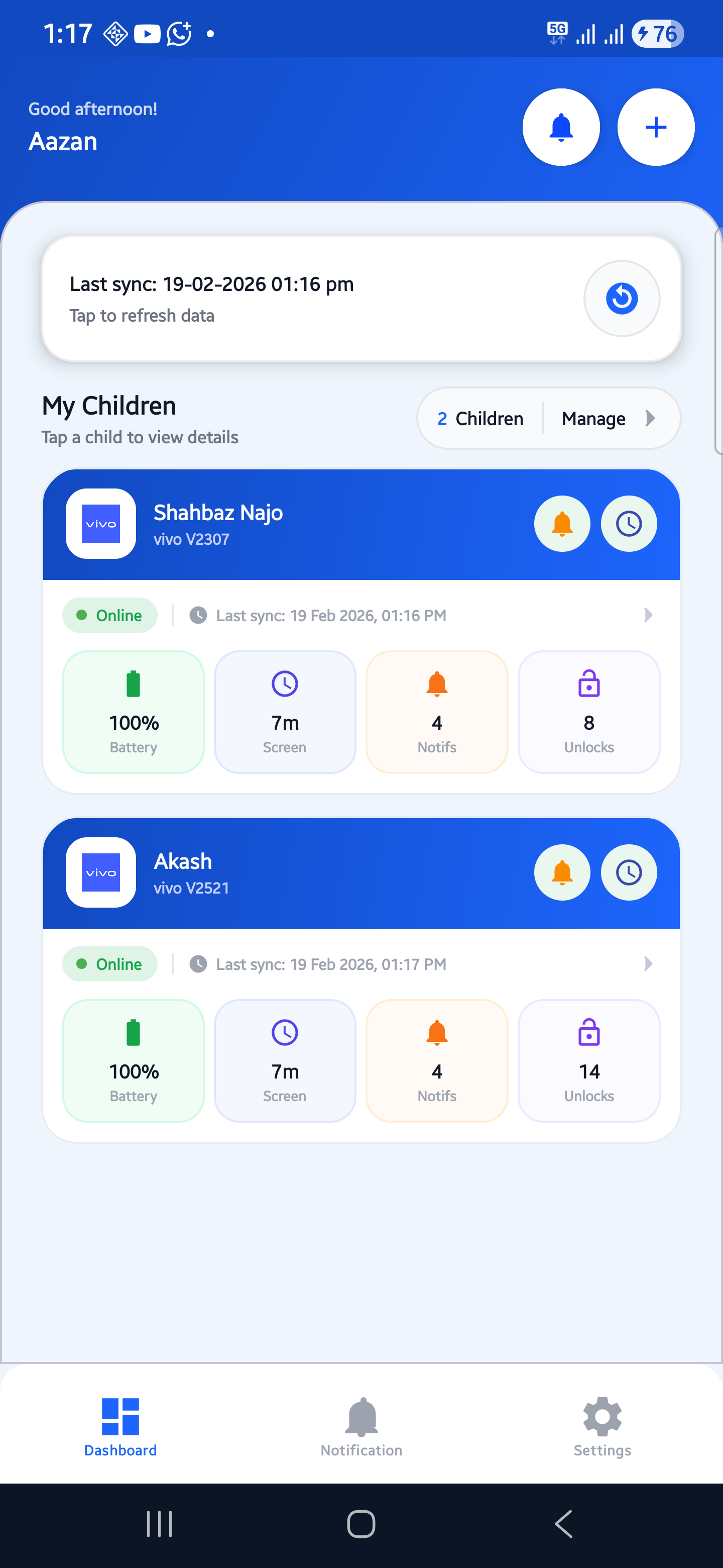 TrueNotification Parent Dashboard