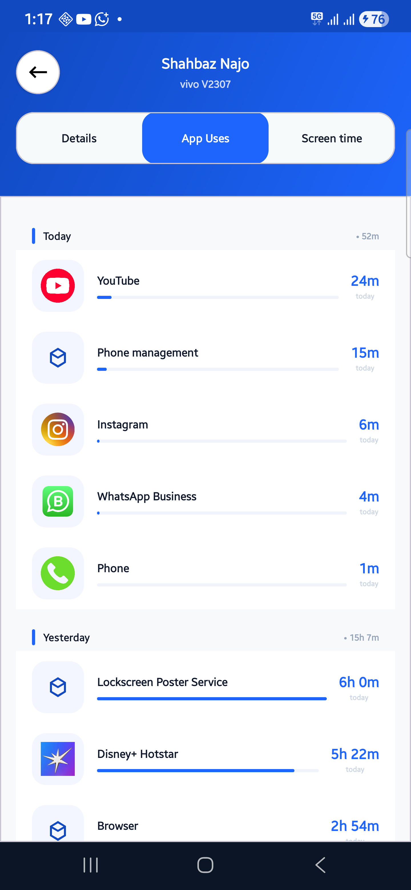 TrueNotification App - Screen Time View